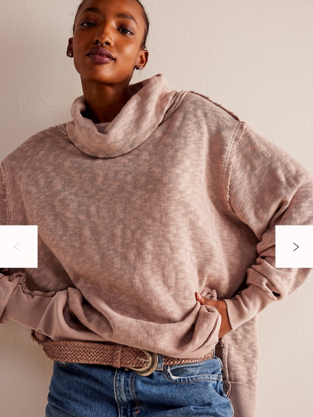 WE THE FREE TIMMY TURTLENECK SWEATSHIRT OVERSIZED MEDIUM MAUVE PURPLE - Picture 8 of 11